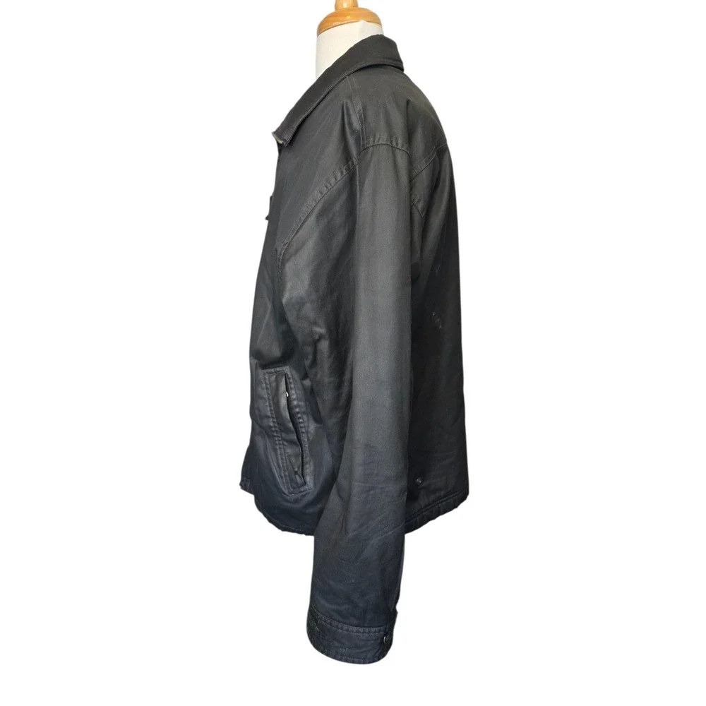 Vintage Y2K GAP Fleece Lined Utility Jacket Black Zip Front Oversized XL - Picture 4 of 10